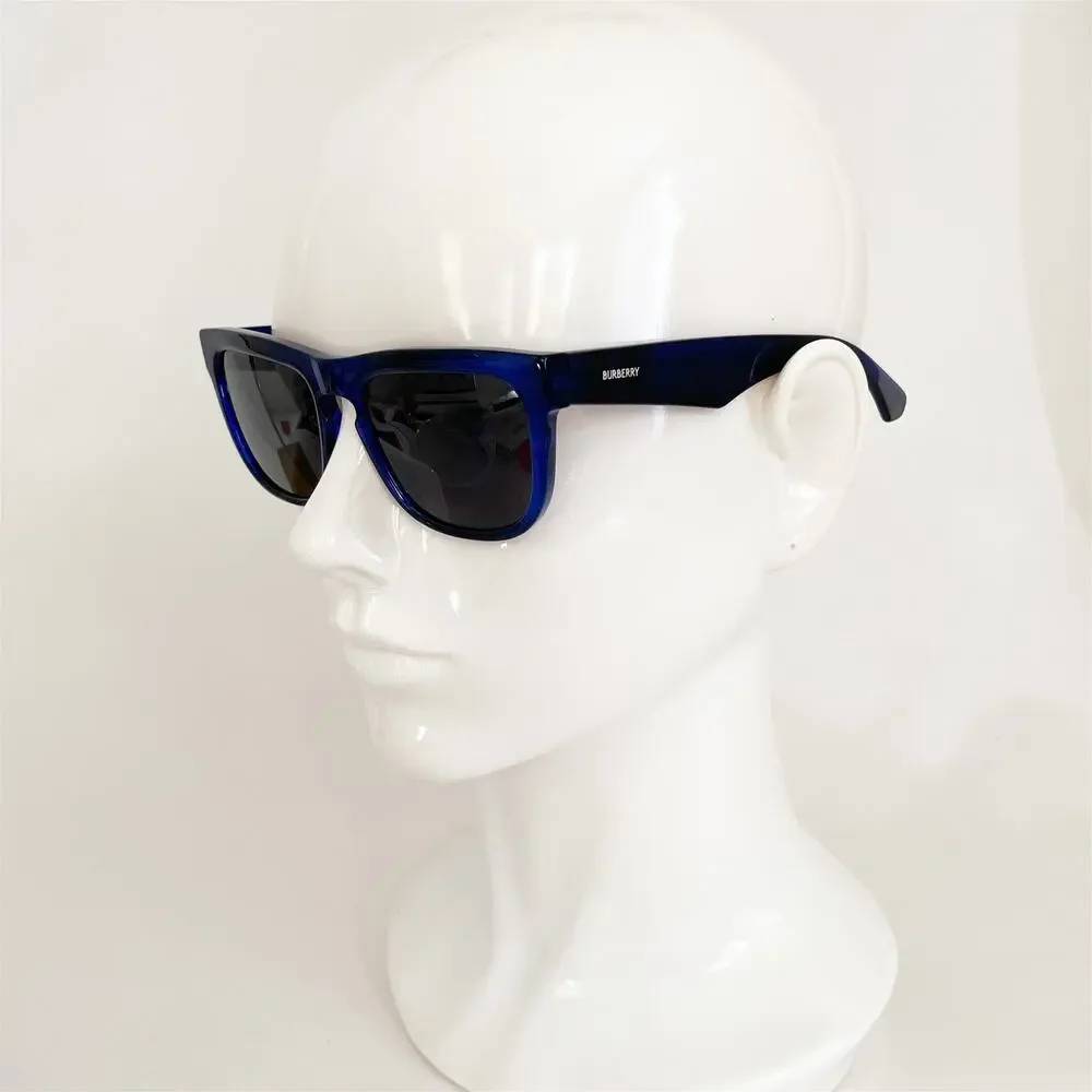 BURBERRY Blue Logo Print Square Acetate Sunglasses Unisex NWT - Picture 5 of 11